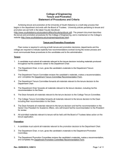College of Engineering Tenure and Promotion Statement of Procedures and Criteria