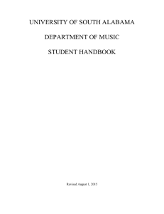 UNIVERSITY OF SOUTH ALABAMA  DEPARTMENT OF MUSIC STUDENT HANDBOOK