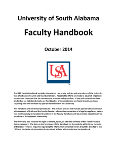 Faculty Handbook University of South Alabama October 2014