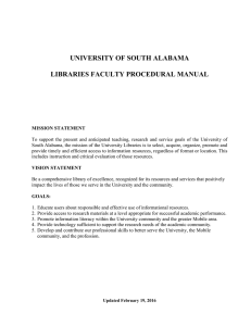 UNIVERSITY OF SOUTH ALABAMA  LIBRARIES FACULTY PROCEDURAL MANUAL