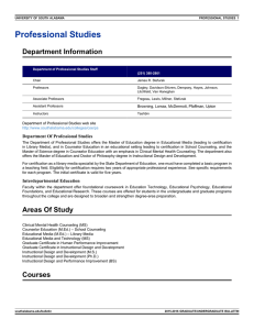 Professional Studies Department Information