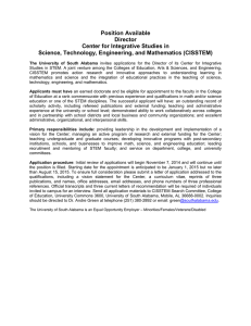 Position Available Director Center for Integrative Studies in