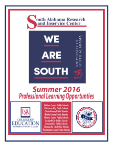 S Summer 2016 Professional Learning Opportunties outh Alabama Research
