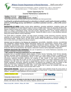 Career Opportunity for Income Maintenance Caseworker II