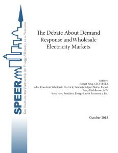 The Debate About Demand Response andWholesale Electricity Markets