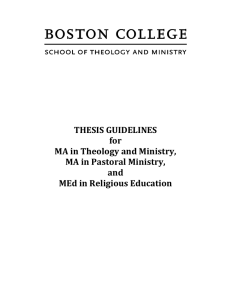 THESIS GUIDELINES for MA in Theology and Ministry, MA in Pastoral Ministry,