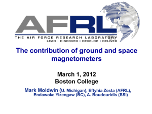 The contribution of ground and space magnetometers March 1, 2012