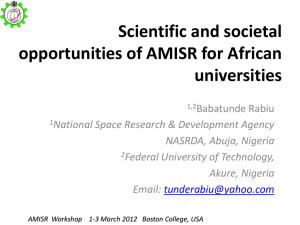 Scientific and societal opportunities of AMISR for African universities