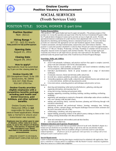 SOCIAL SERVICES (Youth Services Unit) Onslow County