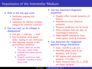 Importance of the Interstellar Medium Gas has important diagnostic properties