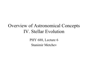 Overview of Astronomical Concepts IV. Stellar Evolution PHY 688, Lecture 6 Stanimir Metchev