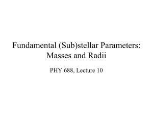 Fundamental (Sub)stellar Parameters: Masses and Radii PHY 688, Lecture 10