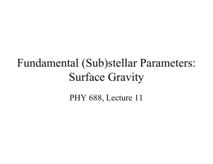 Fundamental (Sub)stellar Parameters: Surface Gravity PHY 688, Lecture 11