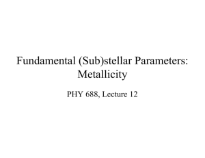 Fundamental (Sub)stellar Parameters: Metallicity PHY 688, Lecture 12