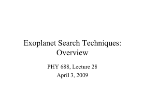 Exoplanet Search Techniques: Overview PHY 688, Lecture 28 April 3, 2009
