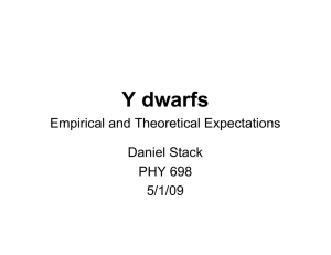 Y dwarfs Empirical and Theoretical Expectations Daniel Stack PHY 698