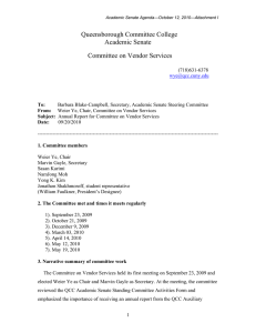Queensborough Committee College Academic Senate Committee on Vendor Services