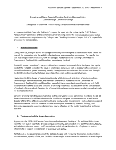   Overview and Status Report of Smoking‐Restricted Campus Policy:  Queensborough Community College  A Response to the CUNY Tobacco Policy Advisory Committee’s Open Letter 