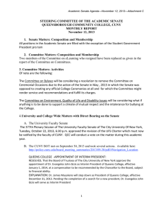 STEERING COMMITTEE OF THE ACADEMIC SENATE QUEENSBOROUGH COMMUNITY COLLEGE, CUNY MONTHLY REPORT