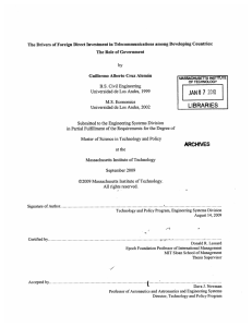 The Drivers of Foreign Direct Investment in Telecommunications  among... The Role  of Government