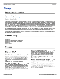 Biology Department Information Undergraduate Studies