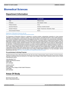 Biomedical Sciences Department Information