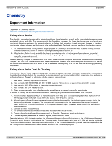 Chemistry Department Information Undergraduate Studies