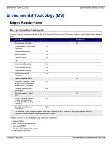 Environmental Toxicology (MS) Degree Requirements Program Completion Requirements