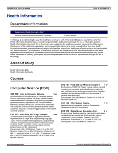 Health Informatics Department Information