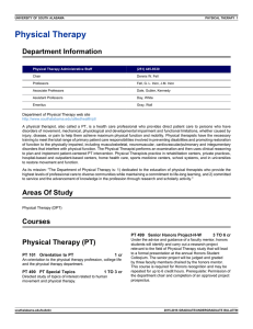 Physical Therapy Department Information