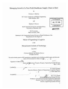 Managing  Growth  of a Non-Profit Healthcare  Supply ... JUL LIBRARIES