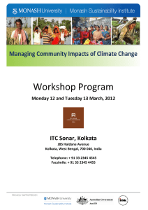 Workshop Program Managing Community Impacts of Climate Change ITC Sonar, Kolkata