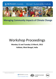Workshop Proceedings Managing Community Impacts of Climate Change Kolkata, West Bengal, India