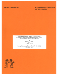 2-D to Simulate  Entrainment  of Winter  Flounder ... at  the  Millstone  Nuclear  Power ... by