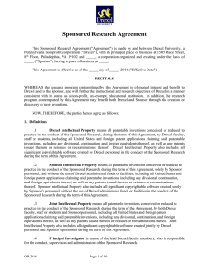Sponsored Research Agreement