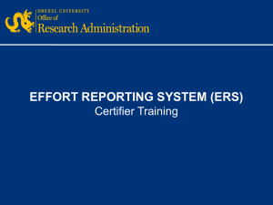 EFFORT REPORTING SYSTEM (ERS) Certifier Training