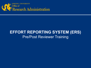 EFFORT REPORTING SYSTEM (ERS) Pre/Post Reviewer Training