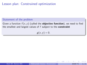 Lesson plan: Constrained optimization Statement of the problem