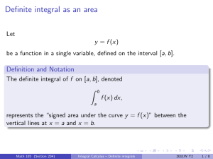 Definite integral as an area Definition and Notation