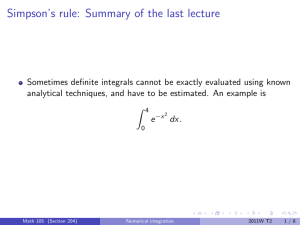 Simpson’s rule: Summary of the last lecture