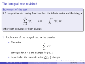 The integral test revisited Statement of the test