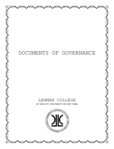 DOCUMENTS OF GOVERNANCE LEHMAN COLLEGE