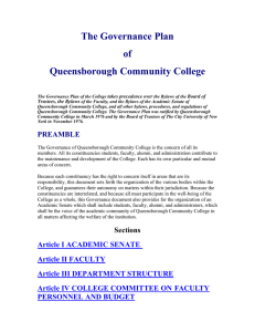 The Governance Plan of Queensborough Community College