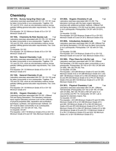 Chemistry CH 101L Survey Inorg-Org Chem Lab 1 cr