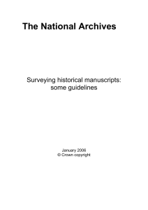 The National Archives Surveying historical manuscripts: some guidelines