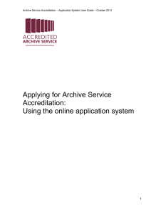 Applying for Archive Service Accreditation: Using the online application system