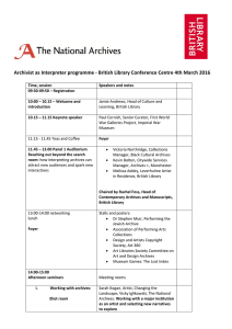 Archivist as Interpreter programme - British Library Conference Centre 4th...