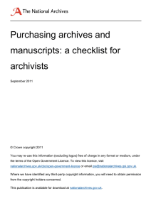 Purchasing archives and manuscripts: a checklist for