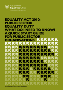 EQUALITY ACT 2010: PUBLIC SECTOR EQUALITY DUTY WHAT DO I NEED TO KNOW?