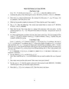 Math 342 Problem set 9 (due 20/3/09) The Parity Code p